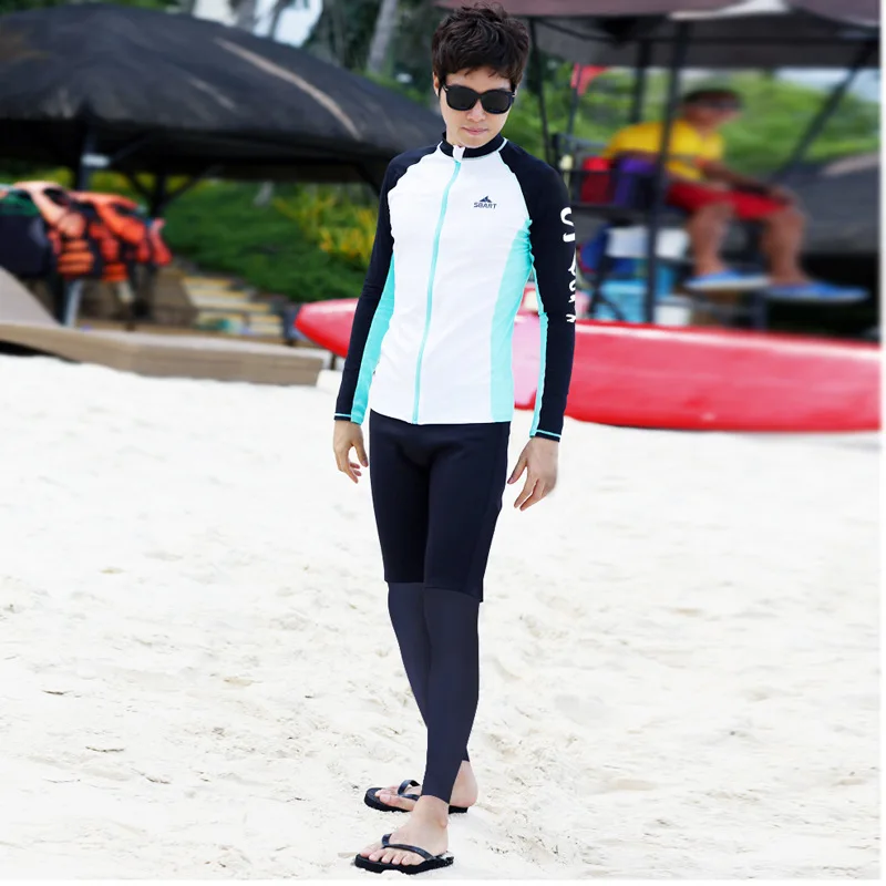 Мужская и женская футболка для плавания с длинным рукавом молнией|Комбинезоны| |