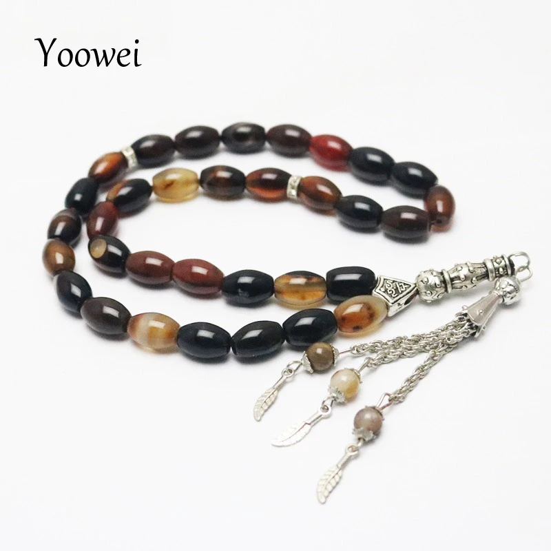 Yoowei натуральный агат браслет 33 молитва исламский Tasbih мусульманский Allah Seed бусы, четки, браслет оптом