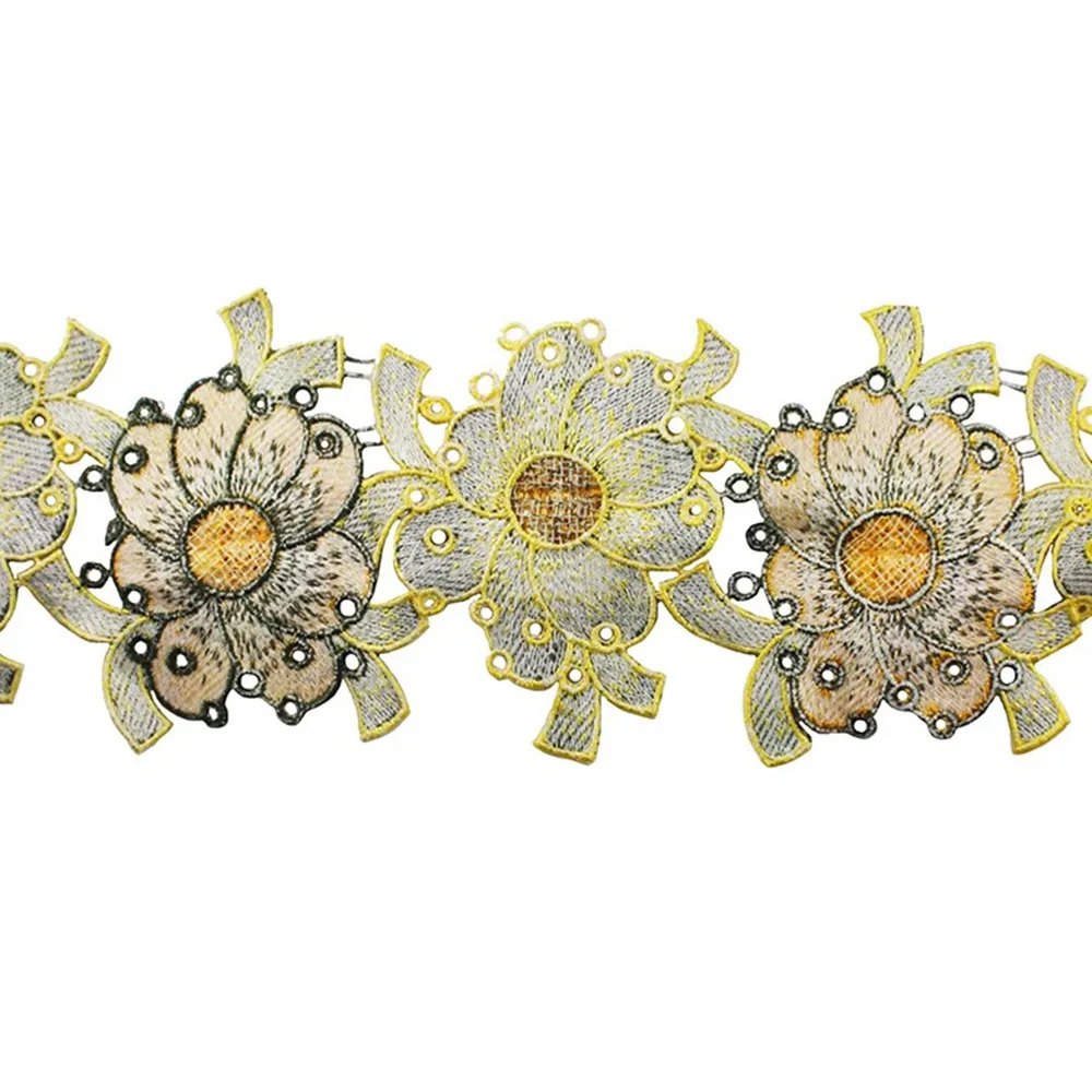 5yards 3D Flower Embroidery Trim Applique Lace Fabric Cord Trimming Motif Venise Embellishment Sewing Accessories T2512 | Дом и сад