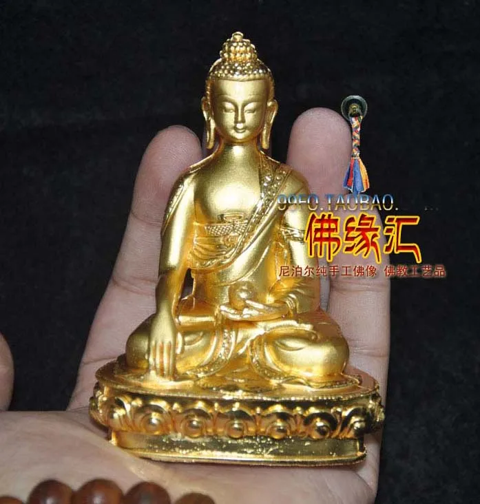 

9.5 CM personal Buddha figure # HOME efficacious Protection Tibet Tibetan Buddhism gilding brass bless safe Buddha statue