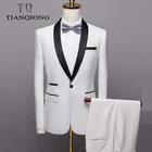 Новинка 2019, брендовый мужской костюм, свадебные костюмы для мужчин, воротник-шаль, 3 предмета, приталенный бордовый костюм, мужской Королевский синий смокинг, куртка QT996