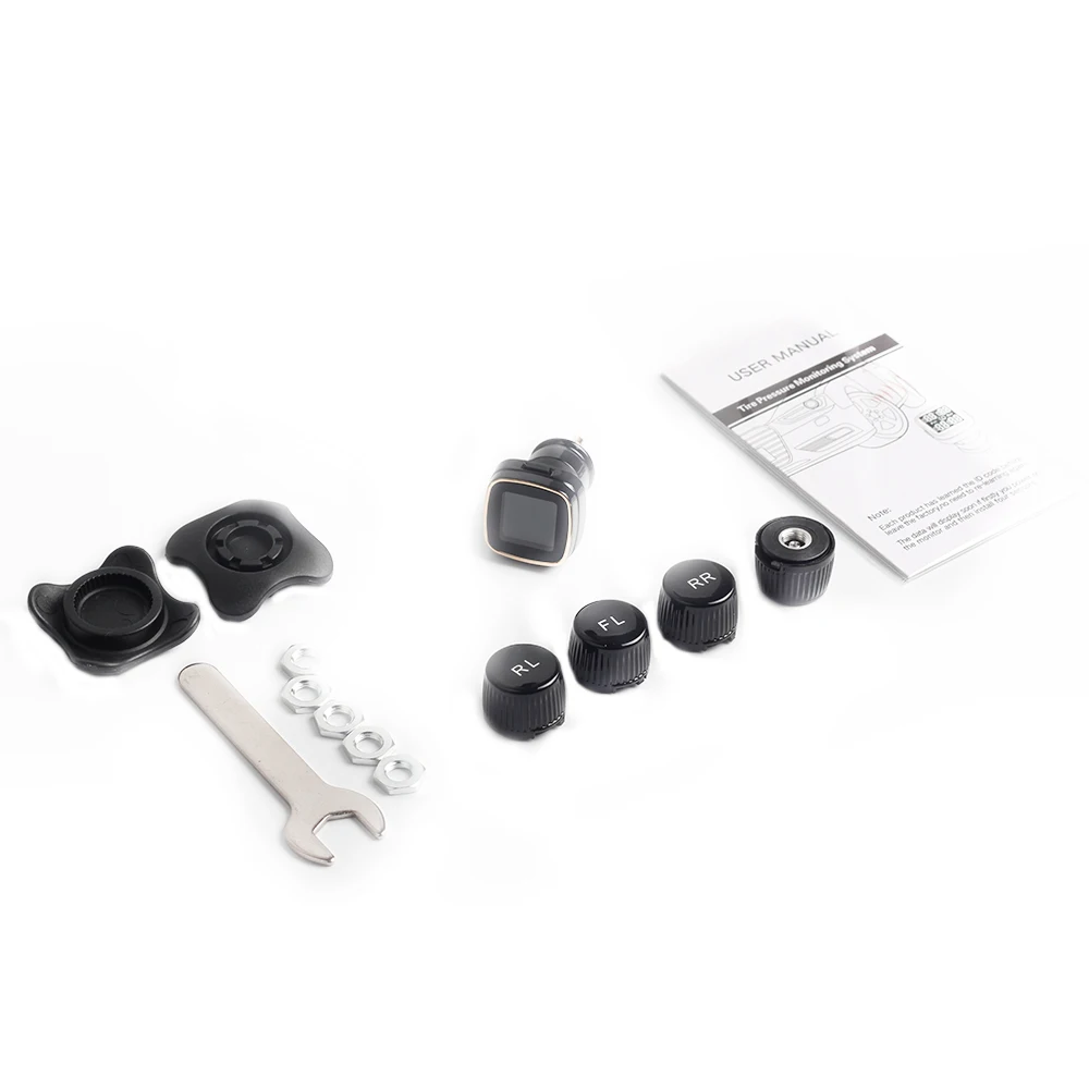 Авто TPMS шин Давление мониторинга Системы 4 Датчики Авто-прикуриватели ЖК-дисплей