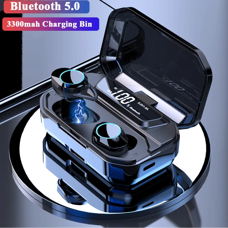 Nasin TWS Bluetooth 5,0 стерео беспроводные наушники IPX7 Водонепроницаемая гарнитура Спорт 3300 мАч умный светодиодный дисплей батареи для хранения