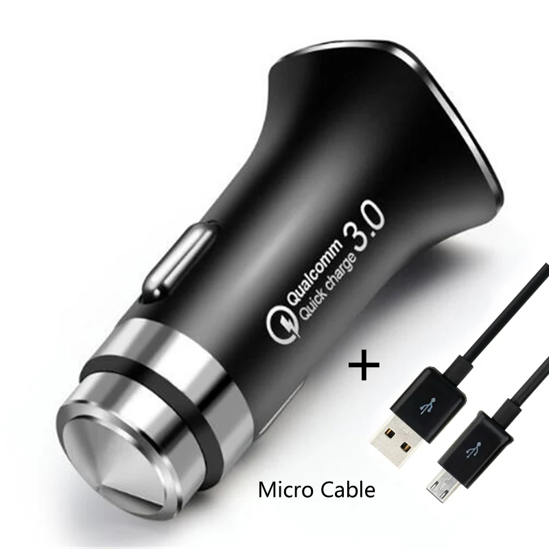 Быстрое зарядное устройство для телефона QC 3 0 автомобильное с Micro USB нейлоновый