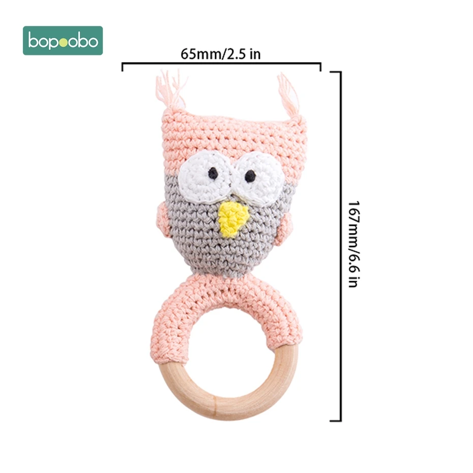 Owl Rattle Bopobo/детский Прорезыватель для зубов; детская коляска с силиконовыми бусинами для активного отдыха; персональный фиксатор; цепочка для соски; погремушка; держатель для пустышки; деревянный Прорезыватель - Цвет: Owl Rattle