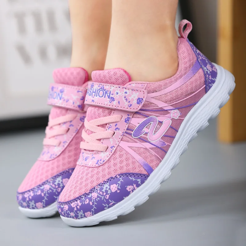 2018 Spring Summer Children Breathable Sneakers Comfortable Mesh Girl Sports Shoes Fashion Casual Boys Pink Purple White | Детская