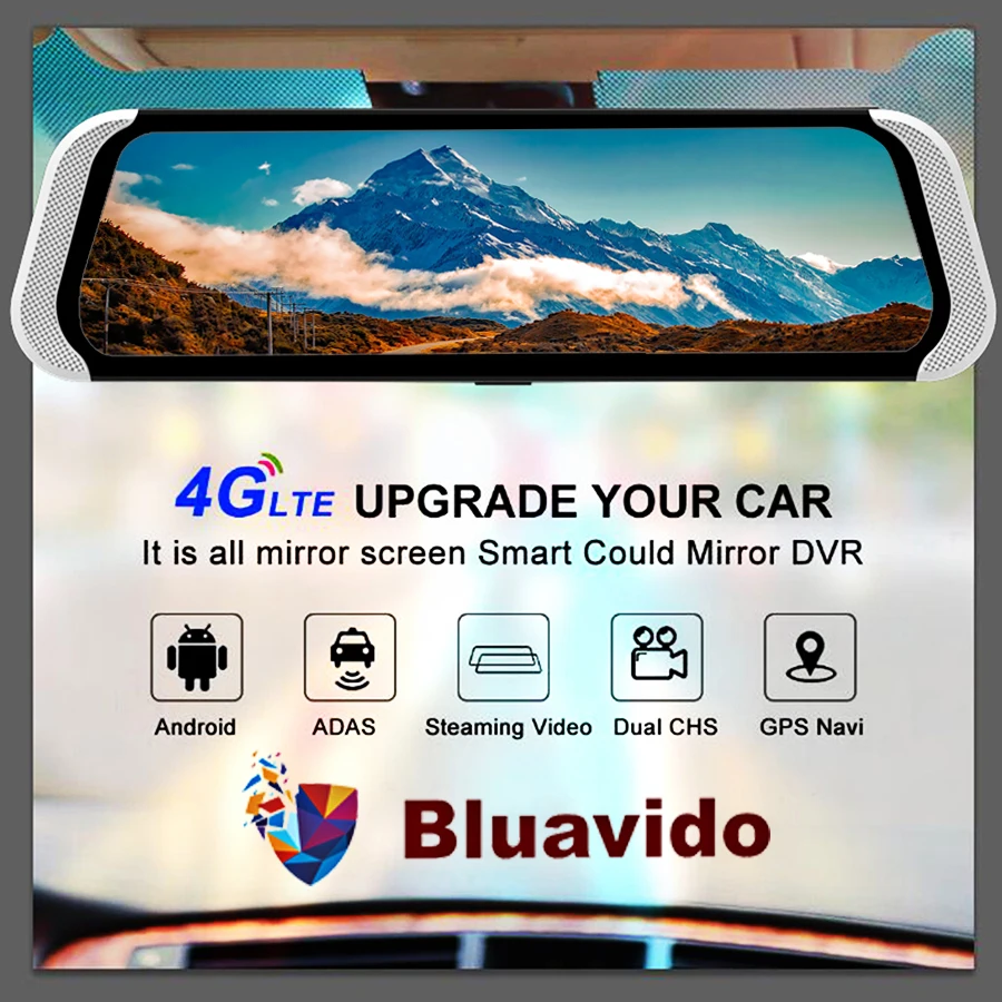 Bluavido 1" ips Автомобильное зеркало заднего вида DVR 4G Android gps навигация ADAS FHD 1080P видео рекордер камера WiFi удаленный мониторинг