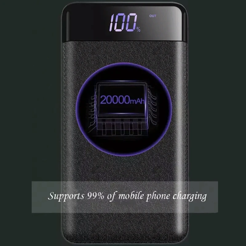 Внешний аккумулятор 20000 мАч, ЖК-дисплей, быстрая зарядка, двойной USB, для iPhone X, 8, 7, 6, 5, huawei, Honor, samsung, внешний аккумулятор, зарядное устройство