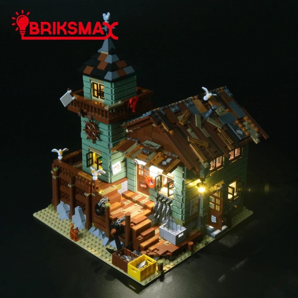 BriksMax светодиодный светильник, набор для идей, серия, старый Рыболовный магазин, строительный блок, модель, светильник, набор, совместимый с 21310