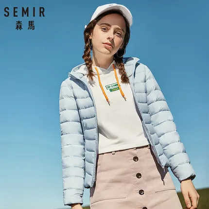 SEMIR новая Базовая зимняя куртка s Женская зимняя Вельветовая куртка с капюшоном зимняя куртка женская верхняя одежда теплая портативная - Цвет: Ice Blue
