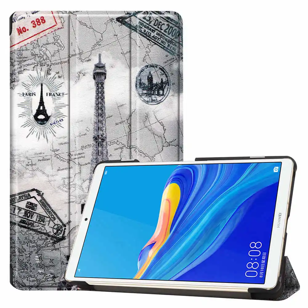 Цветной смарт-чехол с принтом из искусственной кожи чехол для huawei MediaPad M6 8,4 дюймов планшет с функцией автоматического сна чехол для M6 8,"+ пленка+ ручка