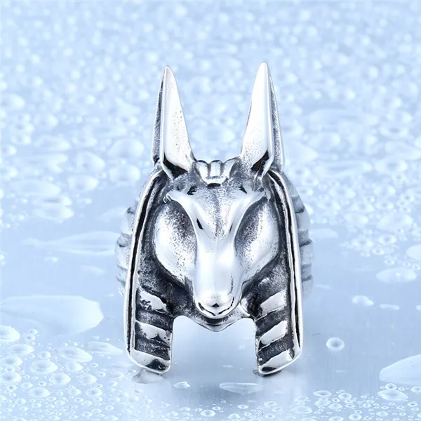 Silver DoreenBeads Египетский миф бог Anubis кольцо для мужчин Нержавеющая сталь панк ювелирные изделия Модные Винтажные животное человек высшего качества титановые кольца - Цвет основного камня: Silver