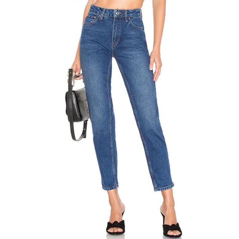 Женские джинсовые брюки LOGAMI с высокой талией|Прямые джинсы| |