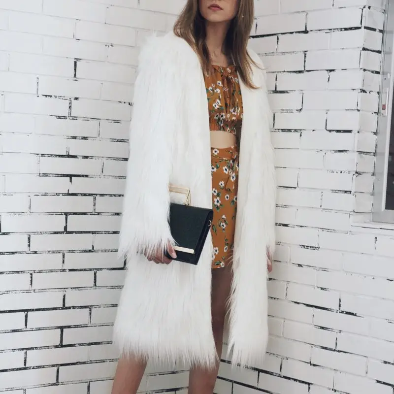 

Laipelar women fur coat Winter Long Faux Fur Coat Hooded Long Sleeves Warm Luxury Fluffy Hairy Overcoats Streetwear Jacket