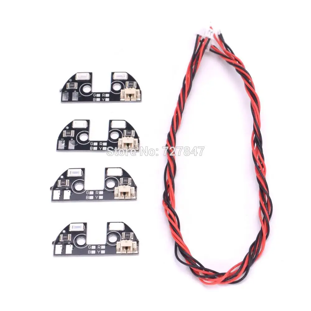 4pcs red LED 4 шт. 5 в светодиодный светильник для ночной навигации, мощный светодиодный светильник с кабелем для FPV квадрокоптера F330 F450 F550 Радиоуправляемый Дрон - Цвет: 4pcs red LED