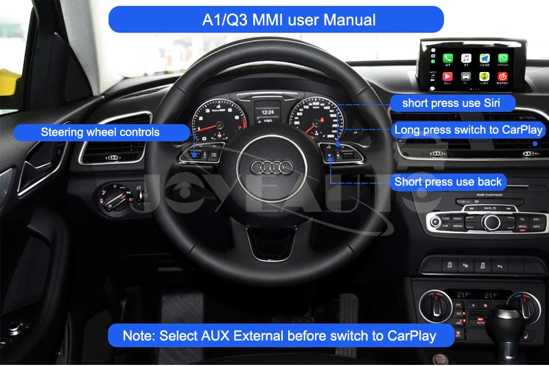 Joyeauto Aftermarket A1 Q3 MMI RMC OEM Wifi беспроводной Apple CarPlay интерфейс модифицированный для Audi с сенсорным экраном камера заднего вида