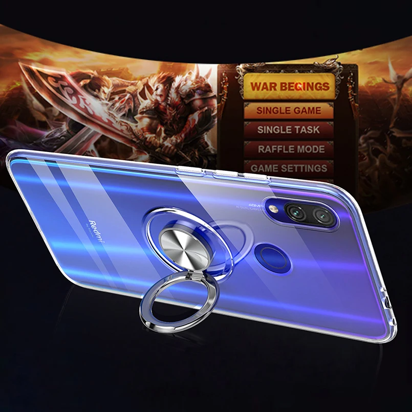 Магнитный кольцевой кронштейн чехол для Xiaomi Redmi Note 7 Pro металлический Вращающийся