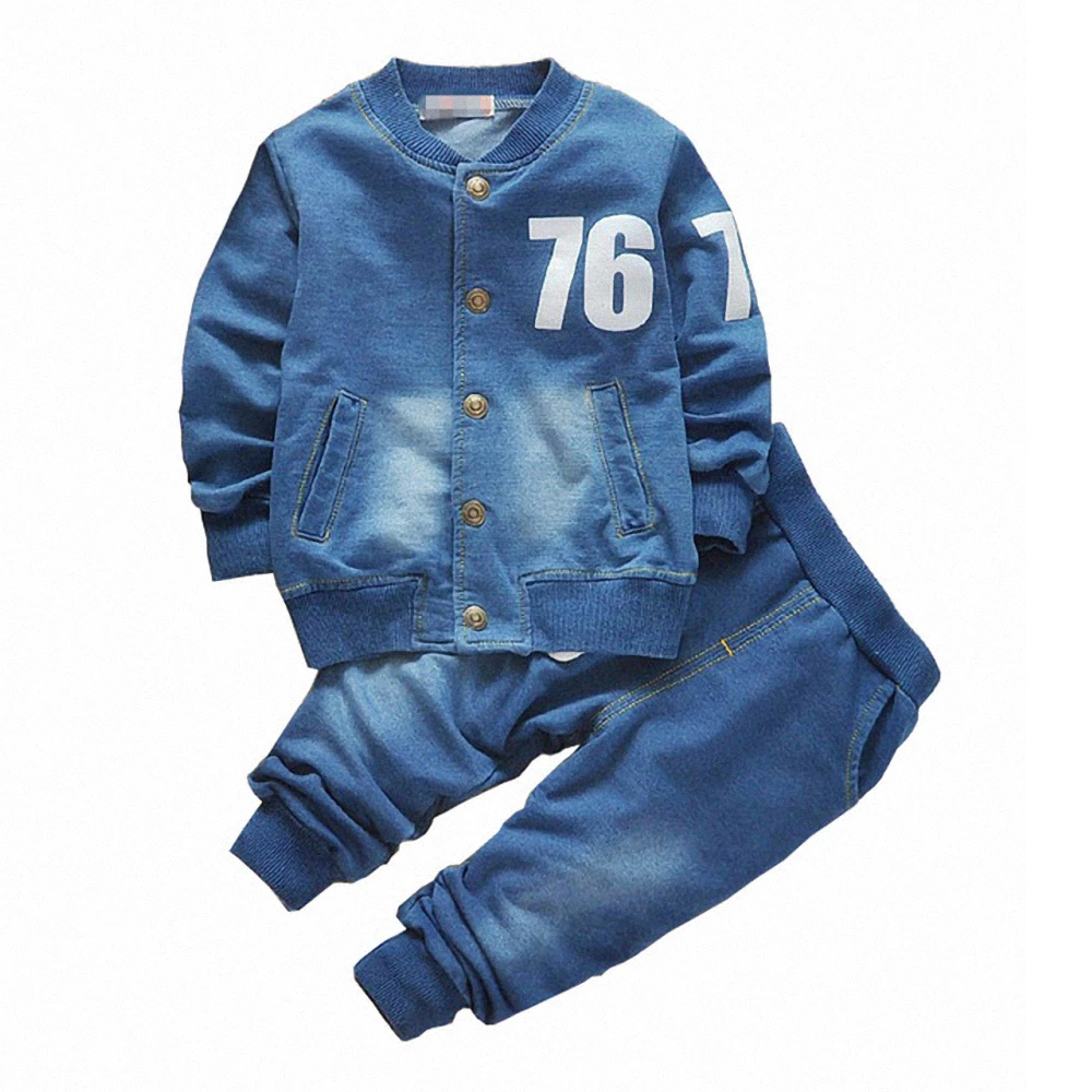 Джинсовый комплект для маленьких мальчиков BibiCola спортивный костюм из 2-х