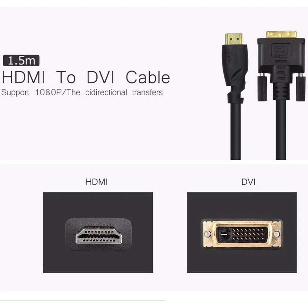 Универсальный обратного преобразования 5FT 1.5 м DVI/HDMI Совместимость HDMI/DVI DVI-D 24 + 1 Pin