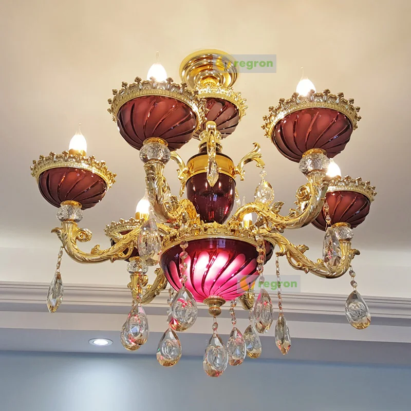 Золотая люстра для отеля освещение художественная фиолетовая Кристаллическая