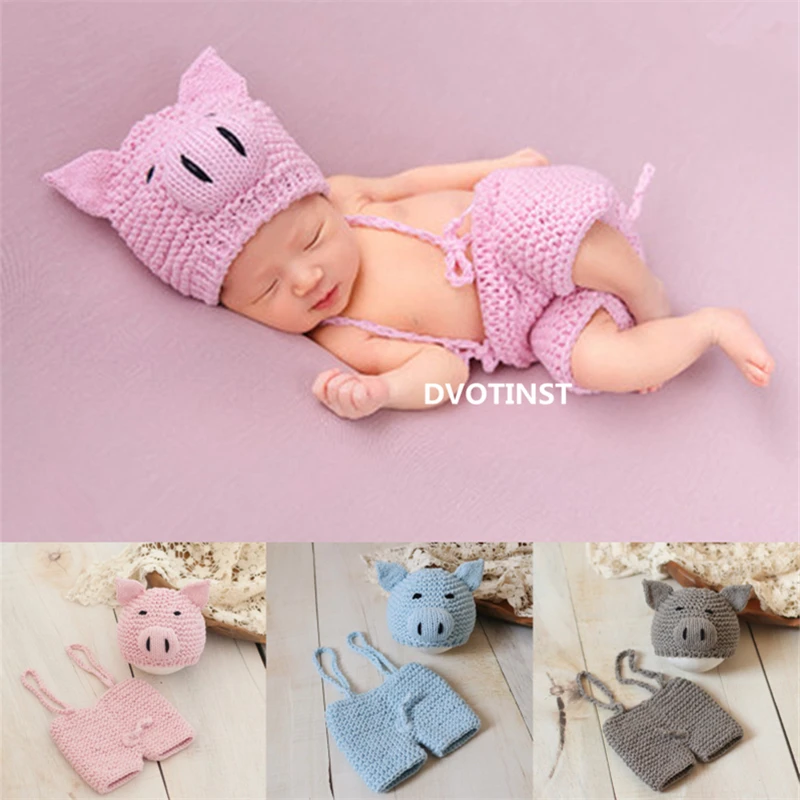 Реквизит для фотосъемки новорожденных Dvotinst комплект одежды с животными свиньей