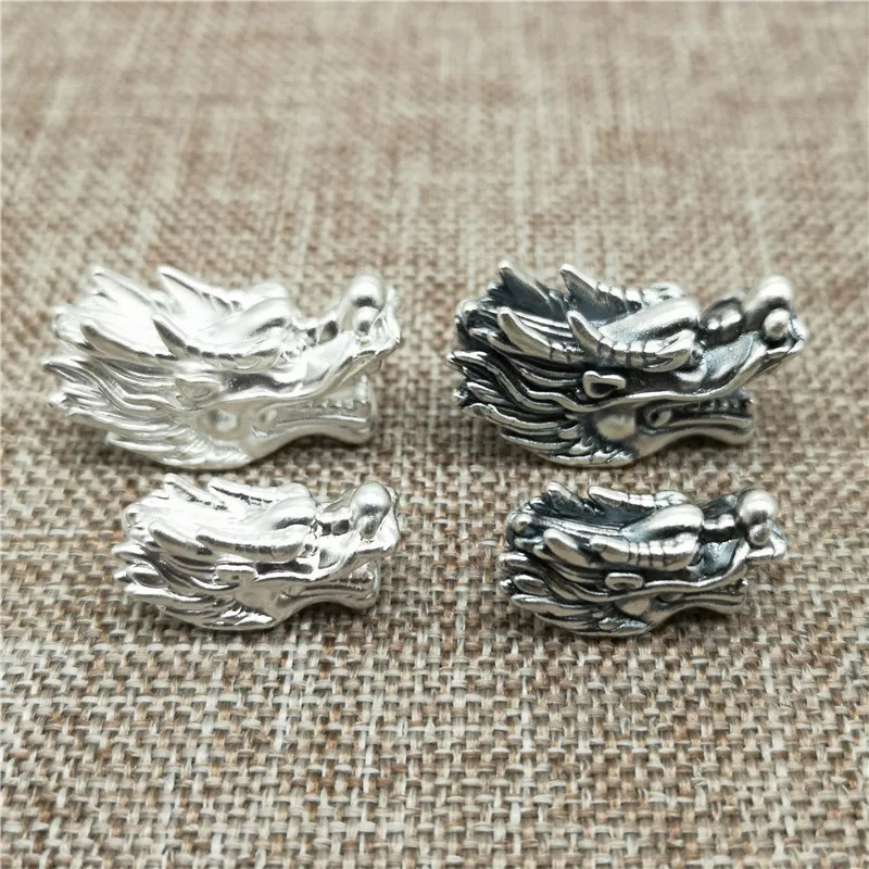 999 Fine Silver Dragon Head Bead 3D for Bracelet Necklace Spacer, The Bead Weight Is Light