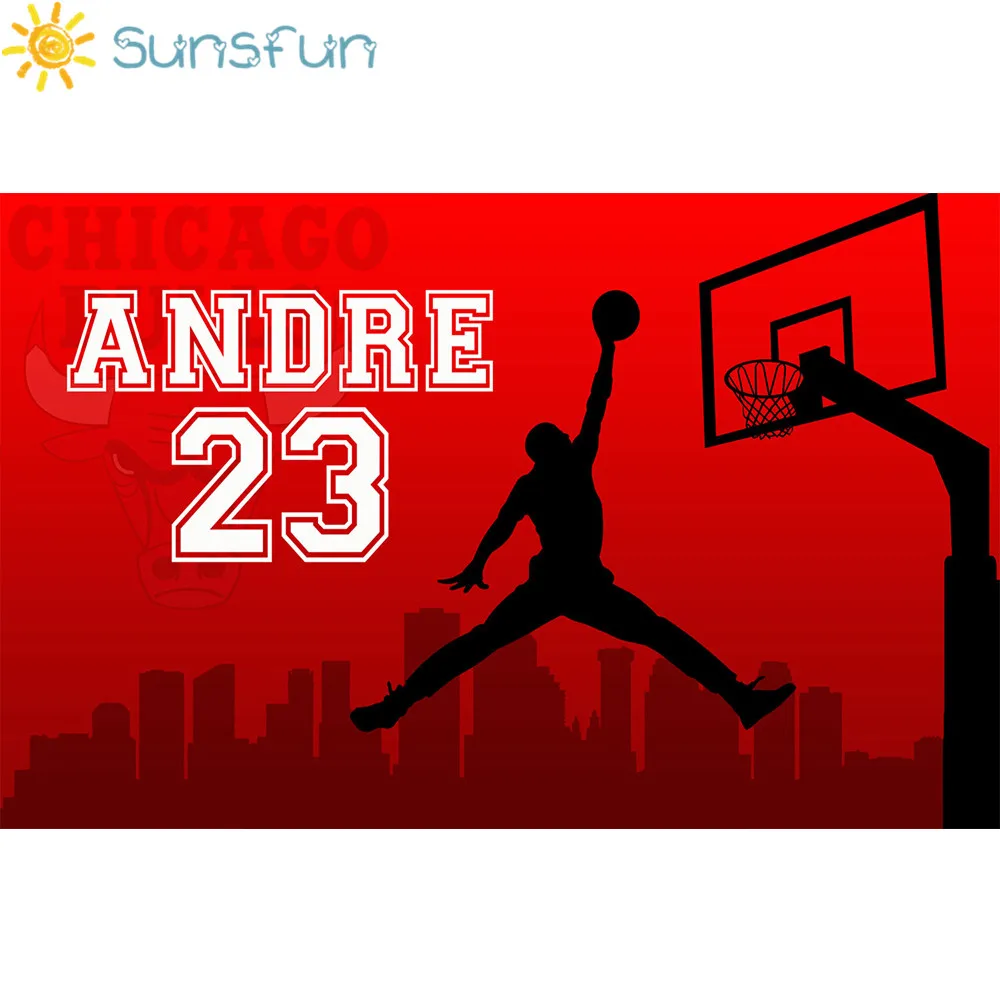 Sunsfun 7x5 футов красная тема баскетбольной площадки празднование дня рождения фон