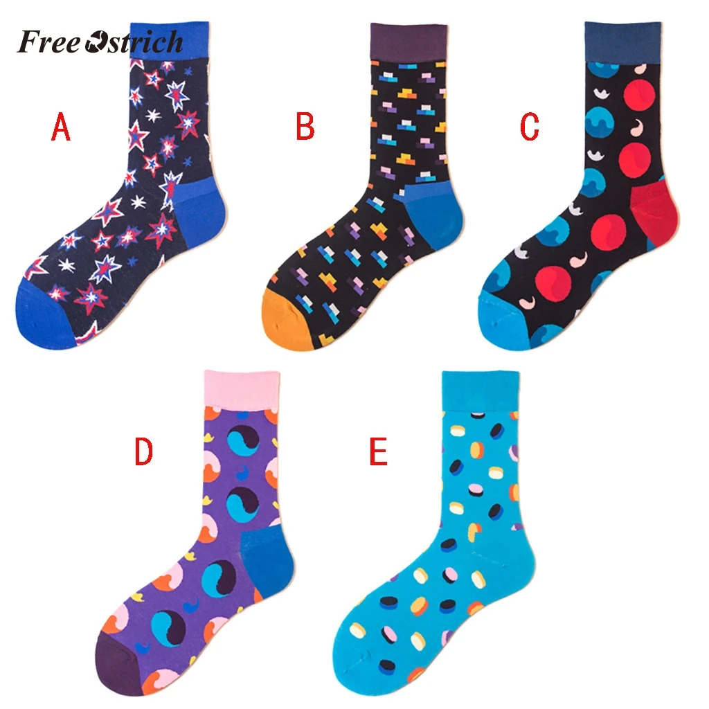 Бесплатная доставка мужские хлопковые милые разноцветные носки с принтом