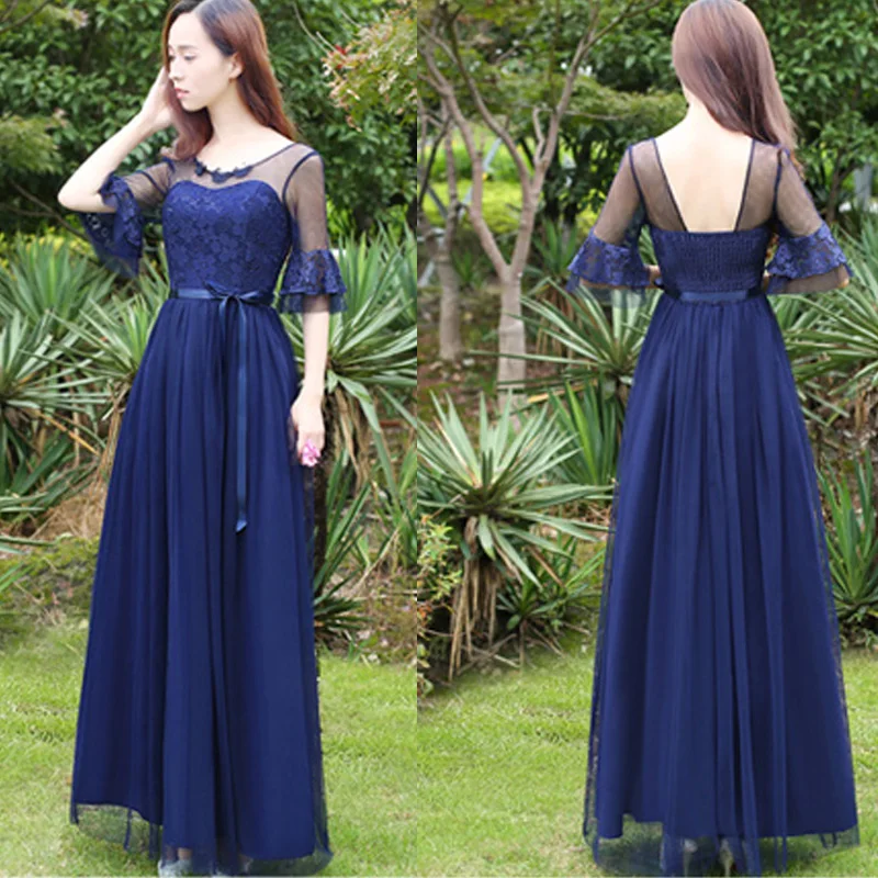 Платье на выпускной вечер Дешевое платье одно плечо Половина Flare рукавом