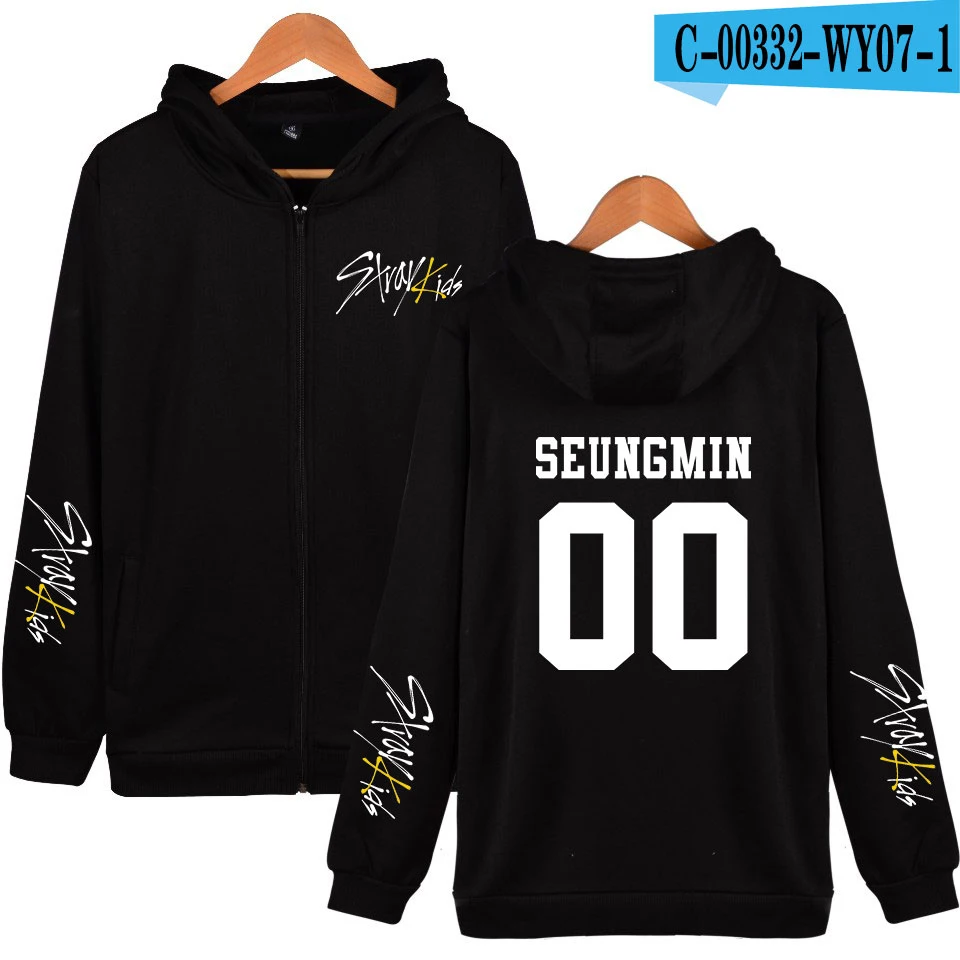 Страй дети Негабаритных Толстовки на молнии женщин/мужчин StrayKids альбом KPOP желтая древесина толстовки молнии Одежда - Цвет: picture color