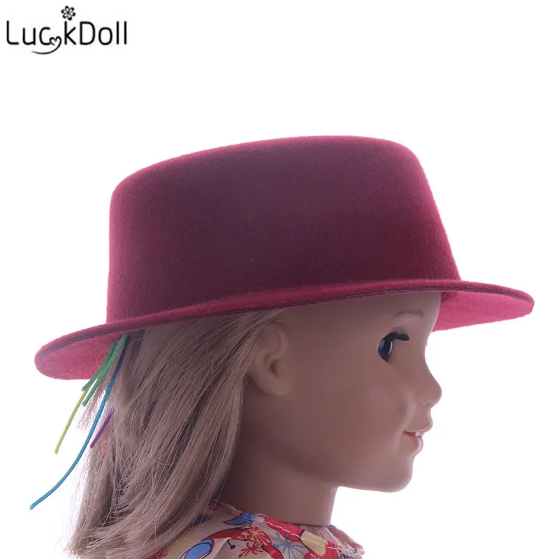 LUCKDOLL модные новые конфетного Цветной шерсть с плоским верхом шапка аксессуары для игрушечной куклы для 18 дюймов американская кукла лучший подарок