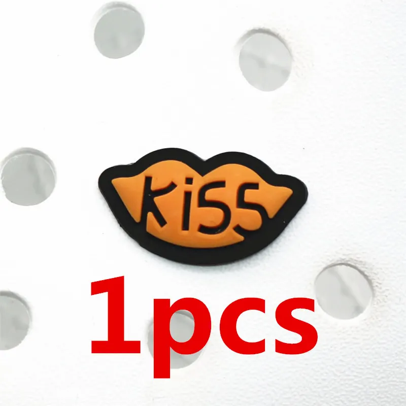 kiss 1pcs Одиночная от 1 до 6 шт новые аксессуары для обуви подвески глаза/VIP/поцелуй украшение для обуви для croc jibz Детские вечерние X-mas подарок DONG-YJ08 - Цвет: kiss 1pcs