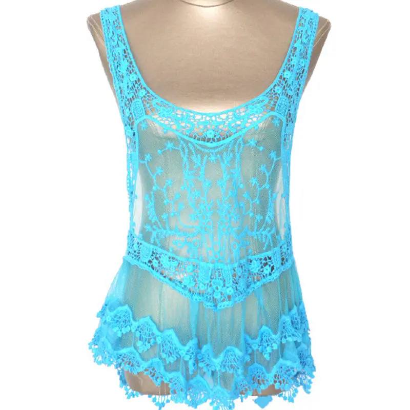 Летний сексуальный женский кафтан вязаный крючком кружевной купальник бохо v