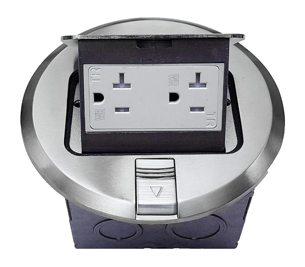 Всплывающая напольная коробка из нержавеющей стали с 20A 125VTamper Weather дуплексная