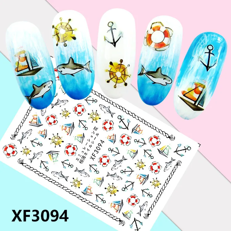BXF3094 Мультфильм Тип! Лак для ногтей задний клей деколь декорации Дизайн Наклейка для ногтей Советы красоты - Цвет: BXF3094
