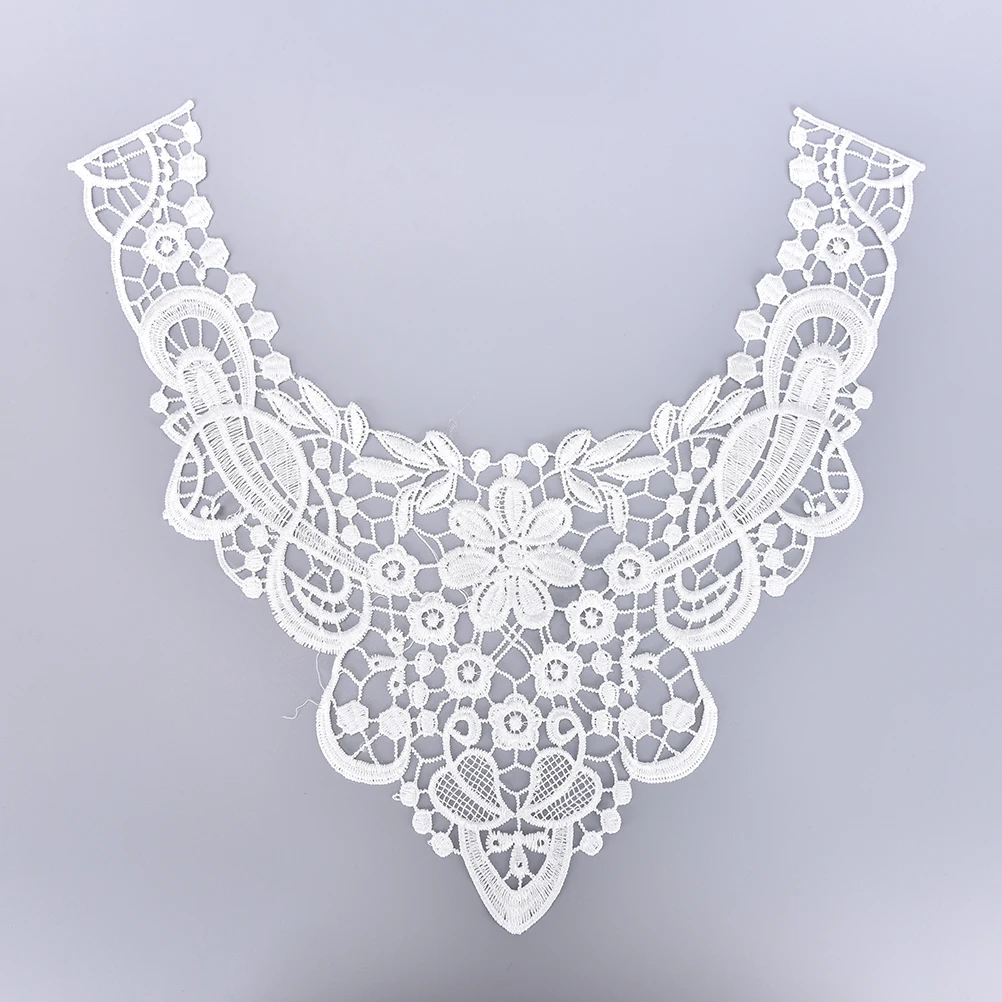 Новая мода белый вышитый воротник кружева Полые Цветы Кружева декольте