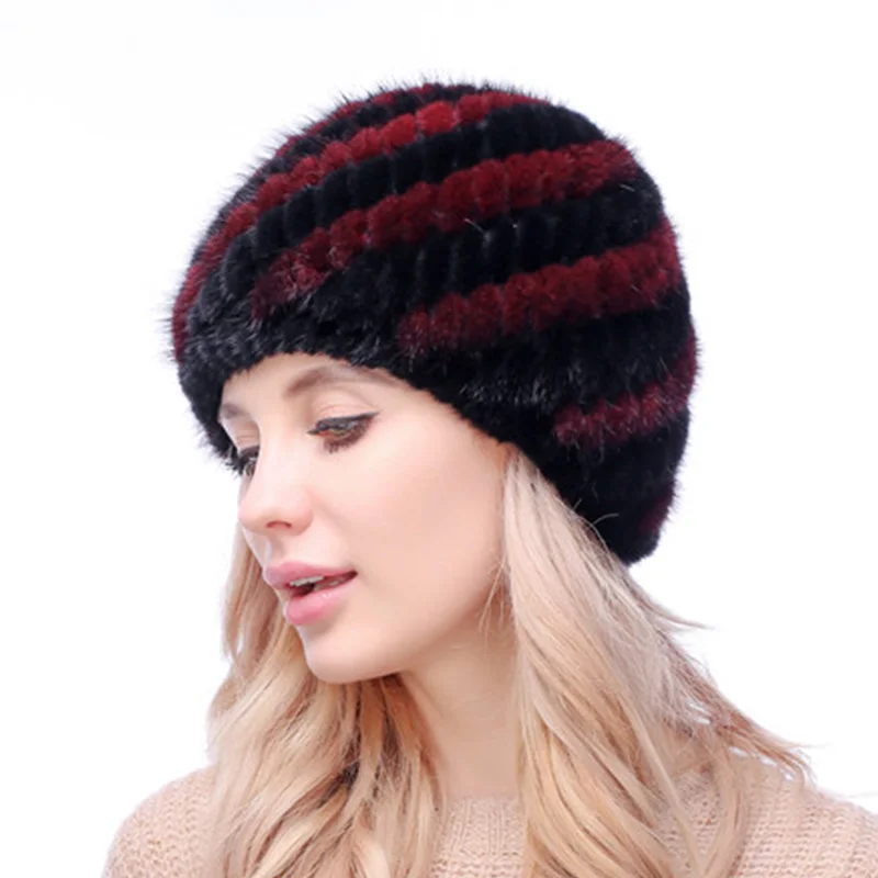 Ruihu Для женщин Ананас Стиль шапка норковая Мех животных теплые толстые Кепки