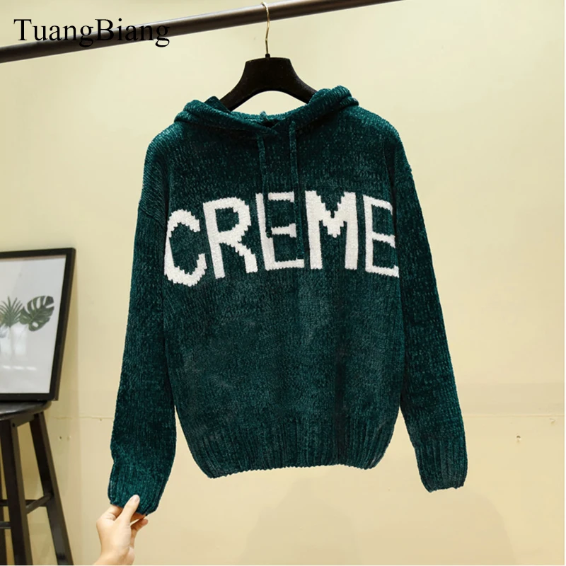 Женский кашемировый пуловер с капюшоном толстый свитер длинным рукавом