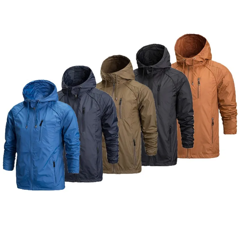 Мужская тонкая ветровка на молнии верхняя одежда с капюшоном Новинка осени 2019 |