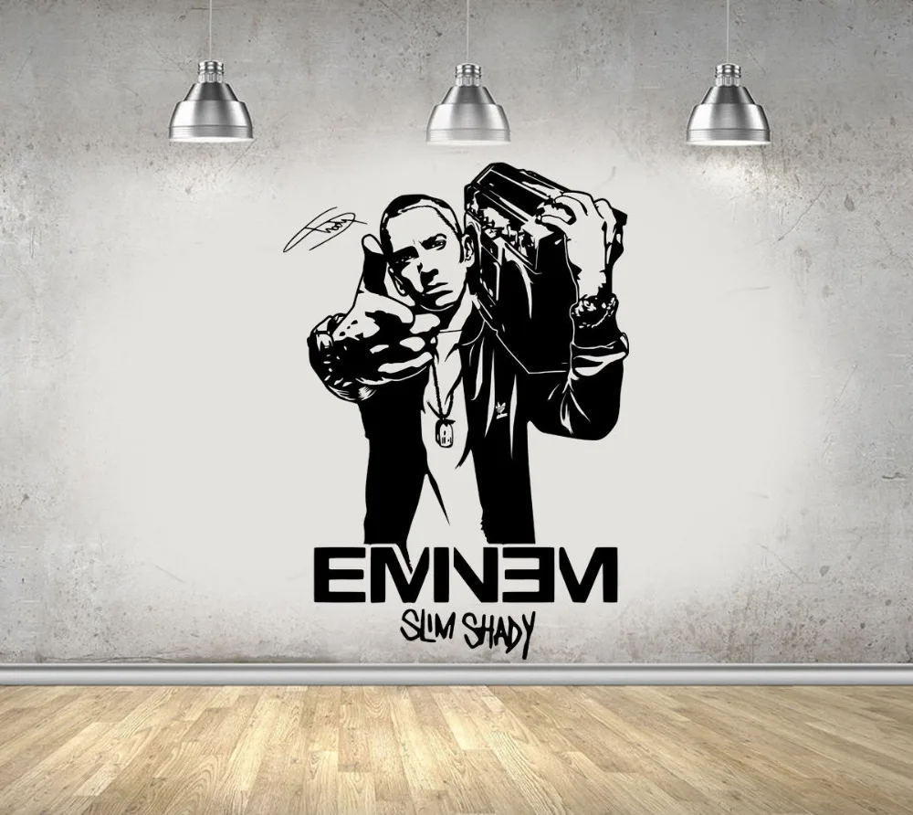 Рэпер Eminem настенные наклейки со звездами съемные интерьерные вентиляторы для спальни детские наклейки на стену люди художественная роспись падение шоппинг SYY446