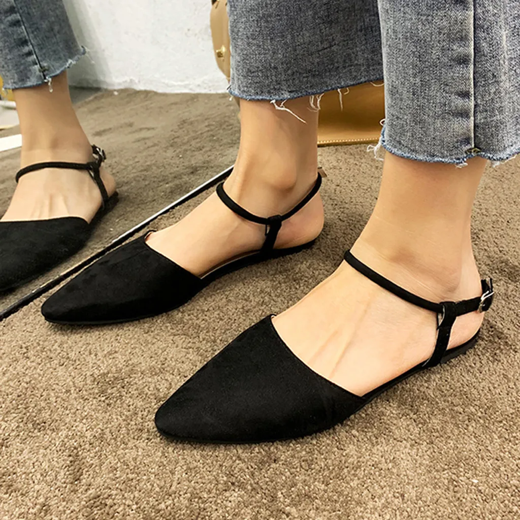 Женские свадебные сандалии с острым носком летние замшевые туфли на плоской