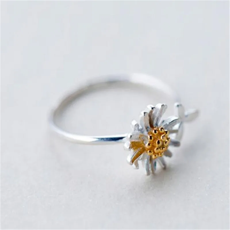 Женское кольцо с цветком и листьями из серебра 100% пробы размеры 5 6 7|Кольца| |