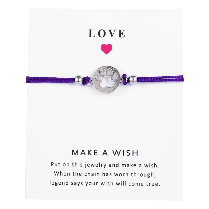 Фиолетовый DIY Регулируемый браслет с медвежьей лапой браслеты для женщин мамы