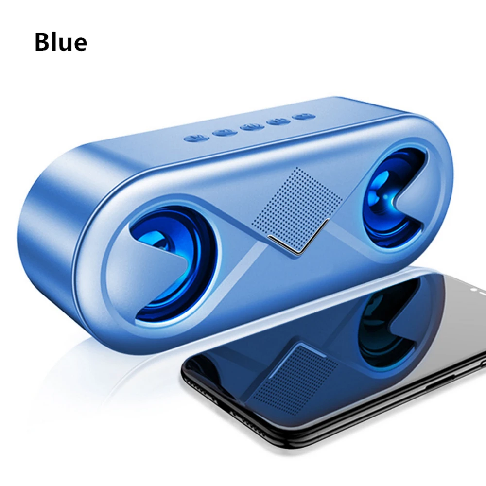 Портативный Bluetooth 5,0 динамик s 10 Вт беспроводной стерео бас Hifi динамик Поддержка TF карты AUX USB Handsfree со вспышкой светодиодный - Цвет: Синий