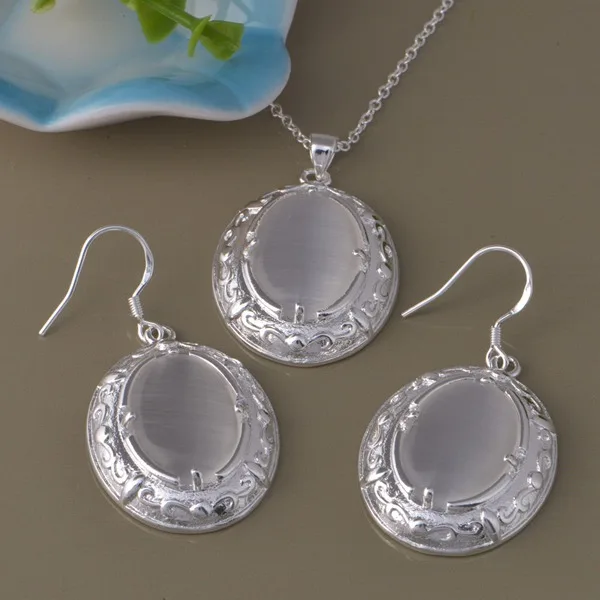 925 набор в Корейском стиле серьги с кристаллами ожерелье США для женщин