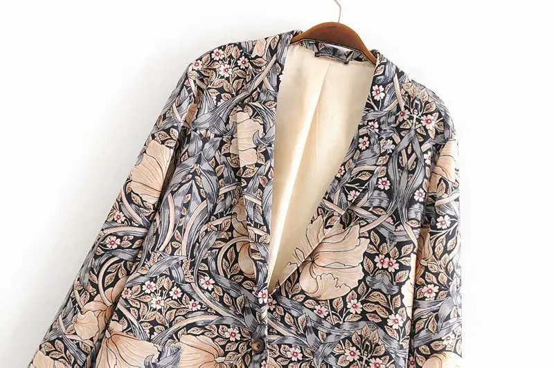 JOYDU Tropic Flora Printed Vintage Women Blazers and Jackets Notched Long Sleeve Blazer Casual Suit Office Lady 2019 Spring New | Женская