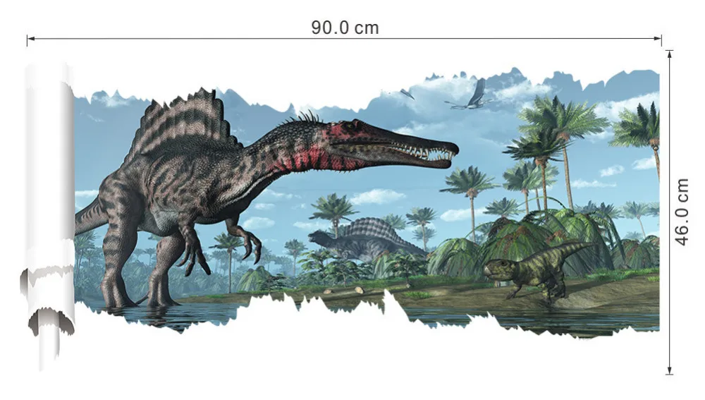 3D эффект Юрского периода области динозавра Dino Наклейки на стену домашние декоративные номер Задний план стены Стикеры Наклейка