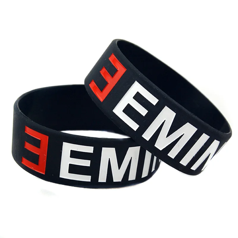 1 шт. один дюйм широкий диапазон Eminem музыка силиконовый резиновый браслет