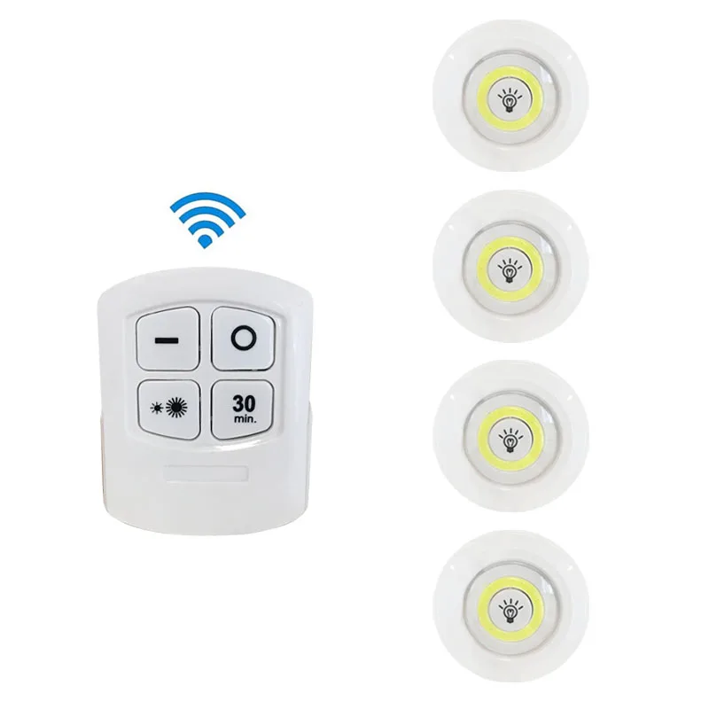 1 Remote 4 Lamp Пульт дистанционного управления на батарейках умный Диммируемый светодиодный светильник под шкафом COB светодиодный ночник для одежды освещение для гардероб, спальня - Цвет: 1 Remote 4 Lamp