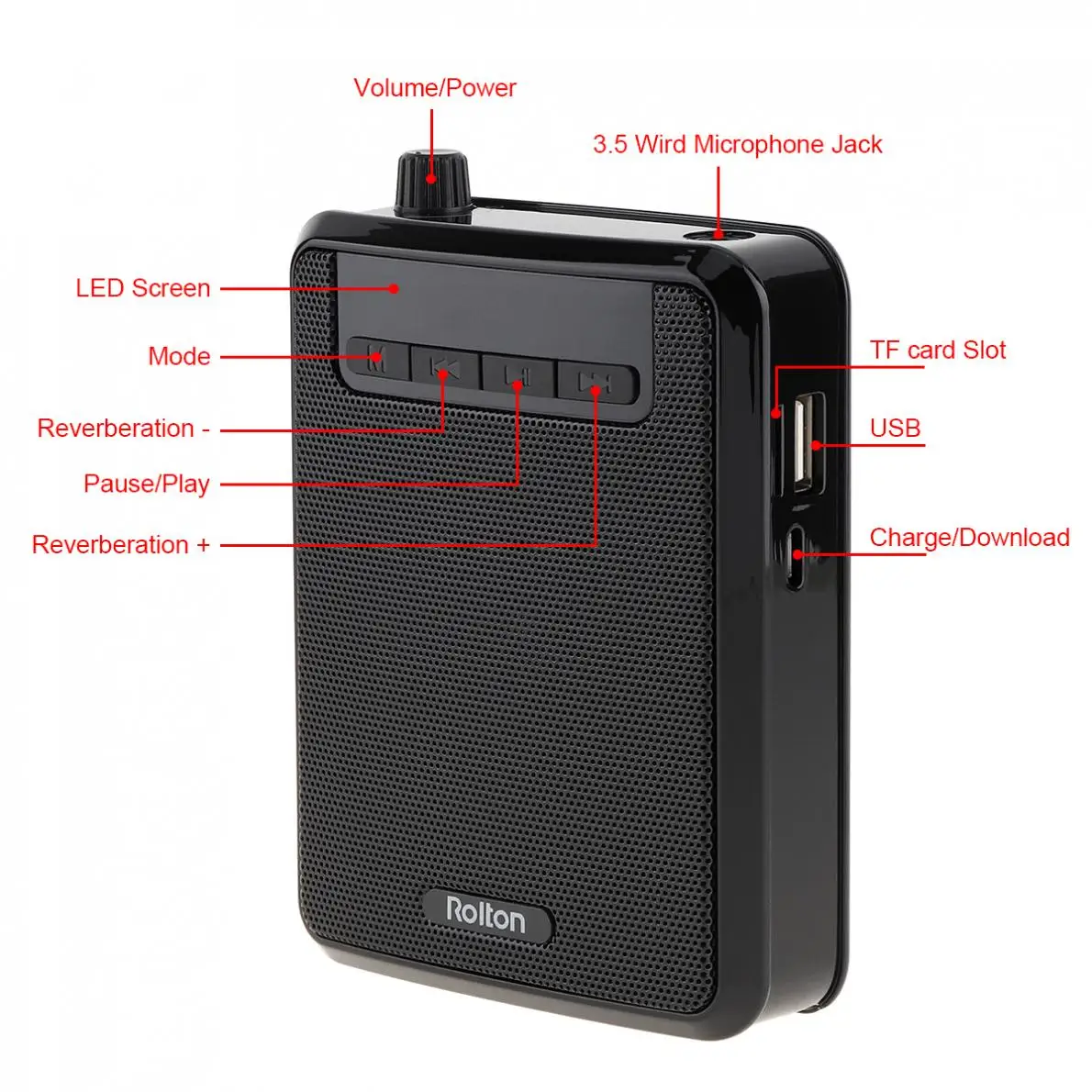 Rolton K300 беспроводной портативный усилитель голоса громкоговоритель с fm-радио MP3-плеер Банк мощности для учителя/обучения